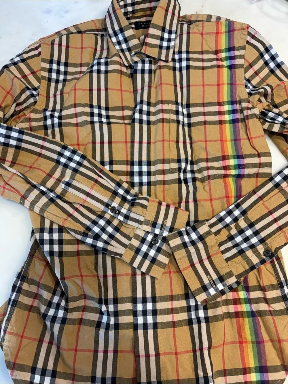 Burberry Rainbow Vintage Check Cotton Shirt Plaid Small